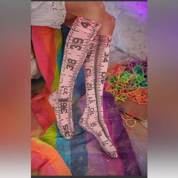 Magnolia Pearl Pink Measuring Tapeline OTKSocks (item 20.7) Hosiery & Socks